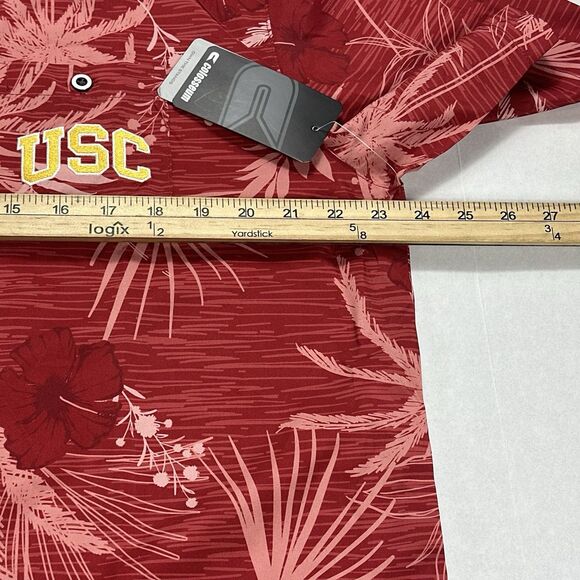 NWT USC Trojans Colosseum Shirt Men Red Floral Hawaiian Aloha Collar Size Large - Picture 9 of 11